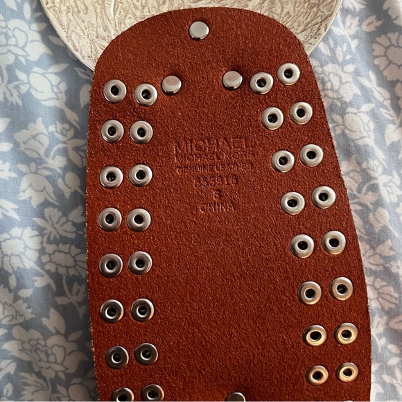 Michael Michael Kors genuine leather studded wide belt main image 5